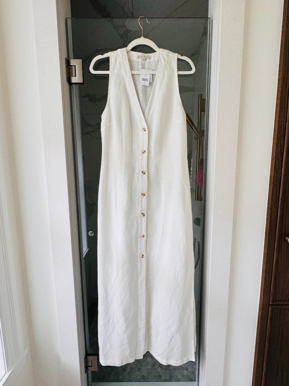 Onia Textured Linen Sweater Scoop Maxi Dress - White